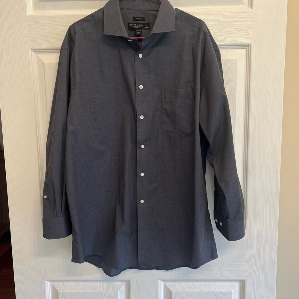 Pronto Uomo by Men’s Warehouse charcoal Gray Dress Shirt size 18 32/33 sleeve